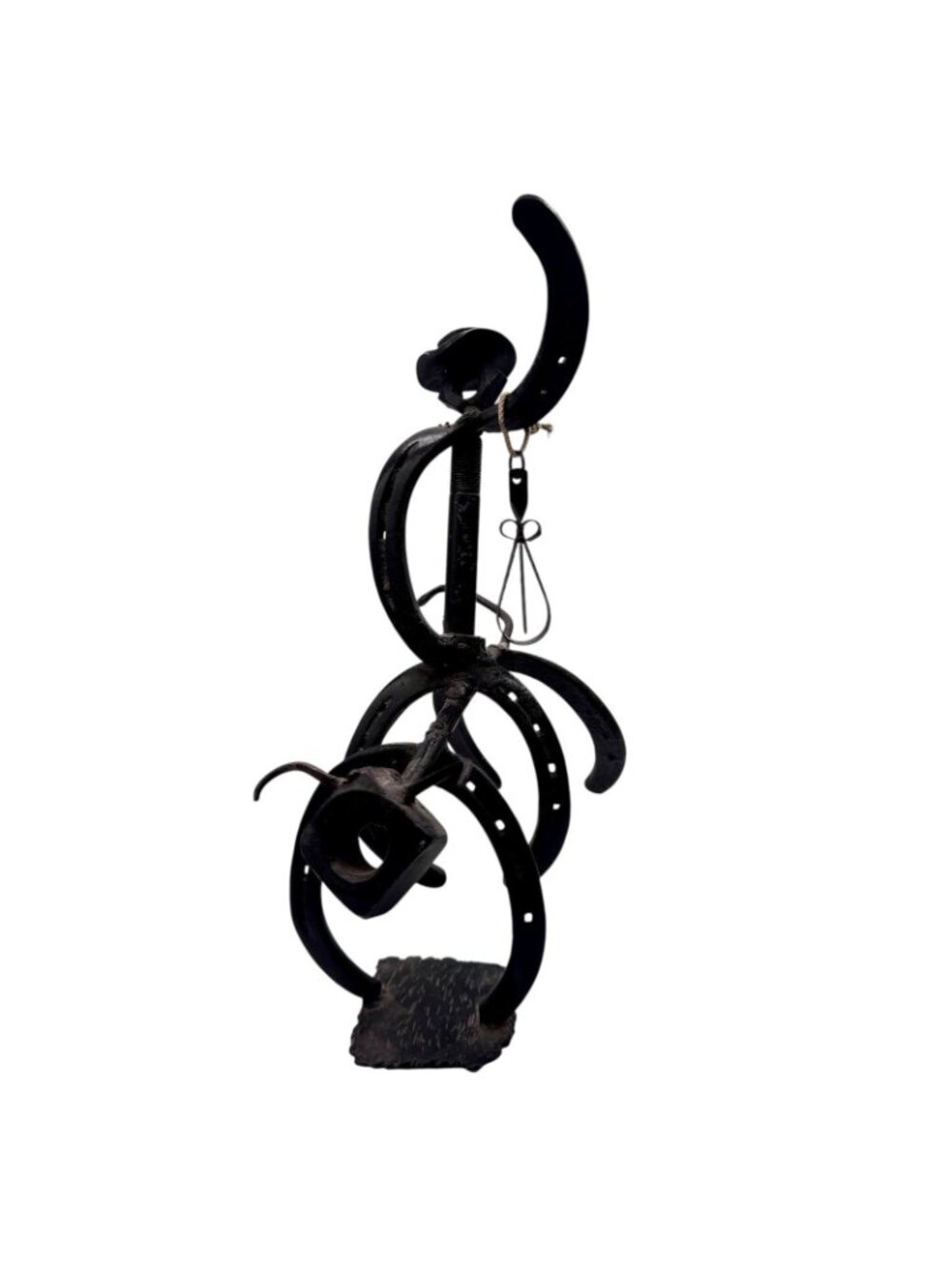 Vintage Western Folk Art Cowboy Bull Rider Iron Sculpture Handmade 14" x 7" OOAK - Picture 8 of 15